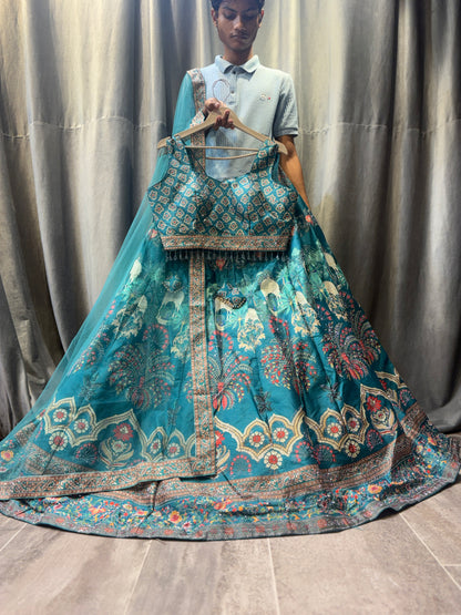Pretty Blue Crop Top Lehenga