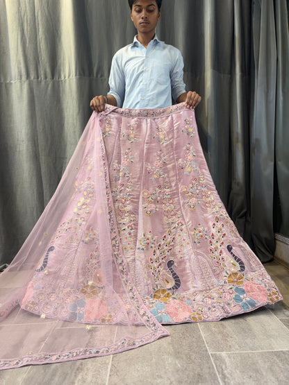 Engaging pink peacock Lehenga