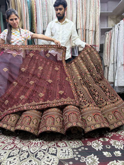 Good looking maroon ball bridal Lehenga