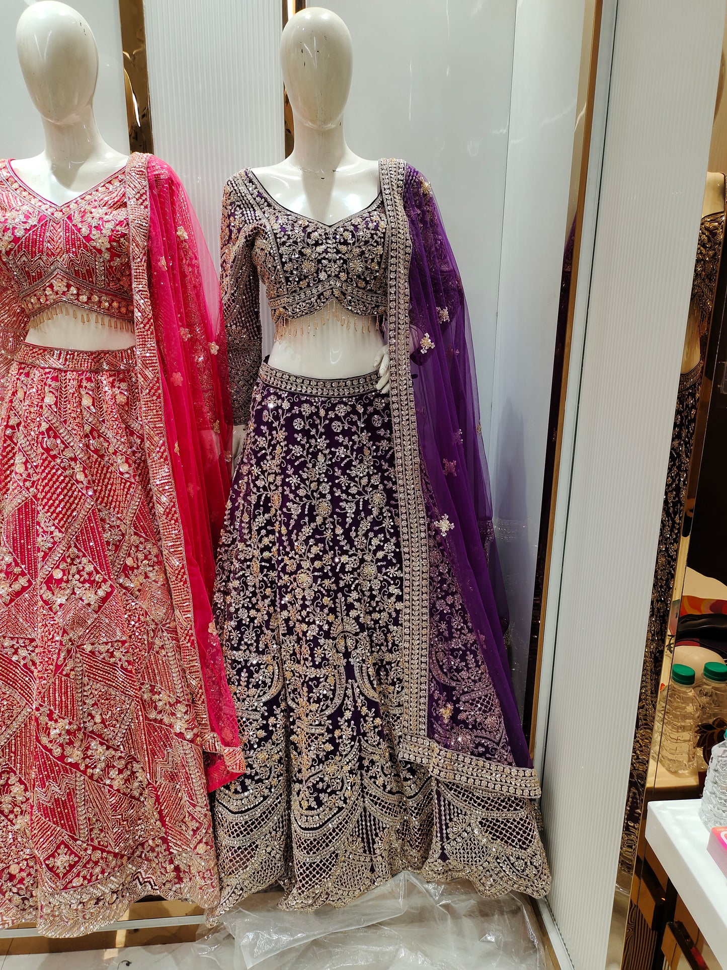 Attractive purple Floral Crop top Lehenga
