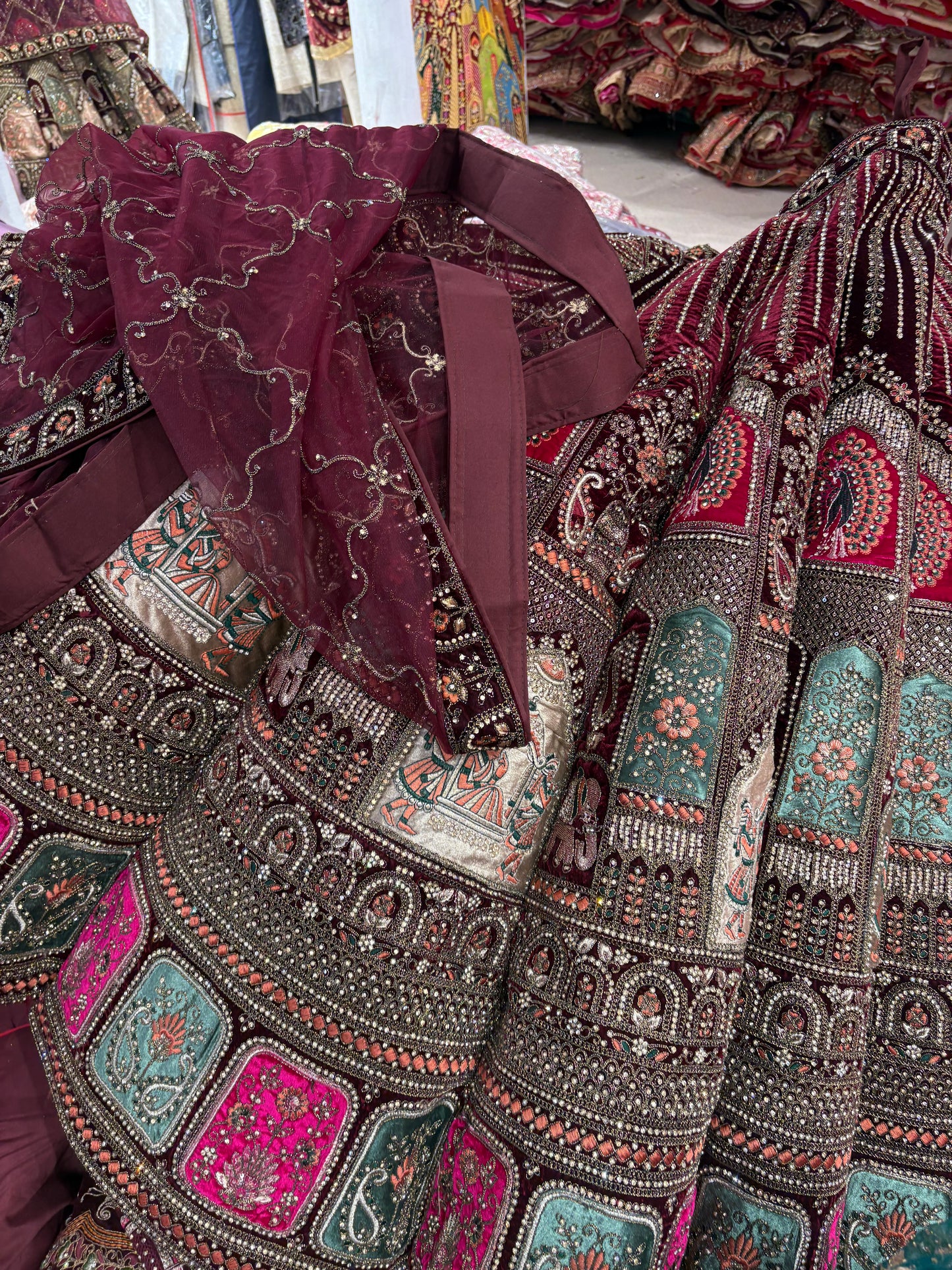 Beautiful Maroon Doli Barat Ball bridal Lehenga