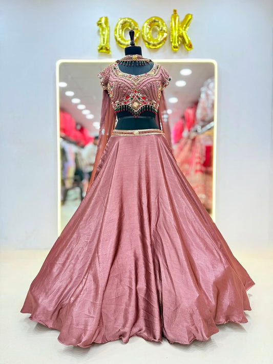 Pink Crop Top Lehenga