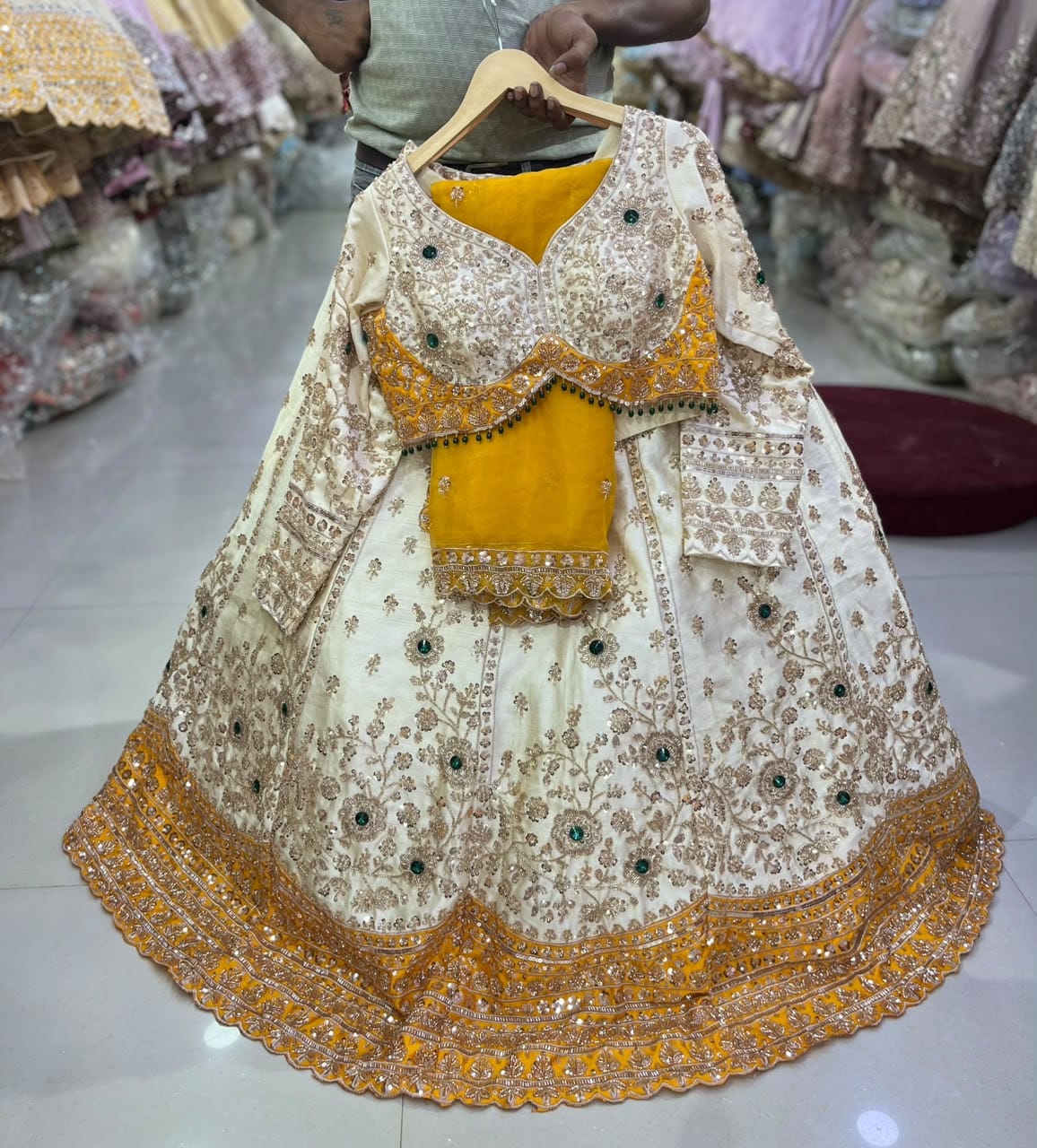 Yellow crop top Lehenga