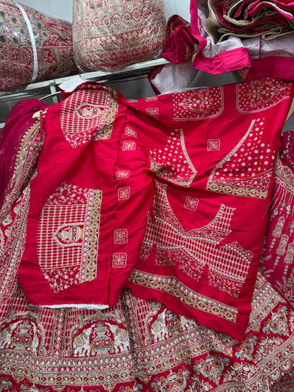 Rani pink Gajraj Bridal Lehenga