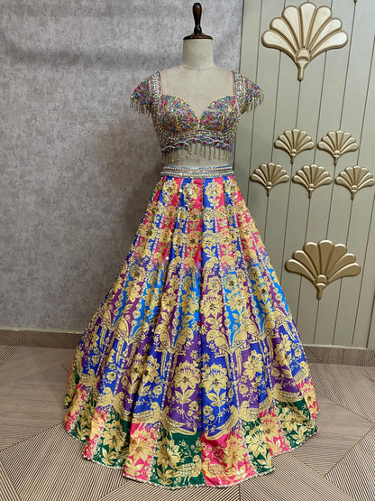 Multi Color PDP crop top lehenga