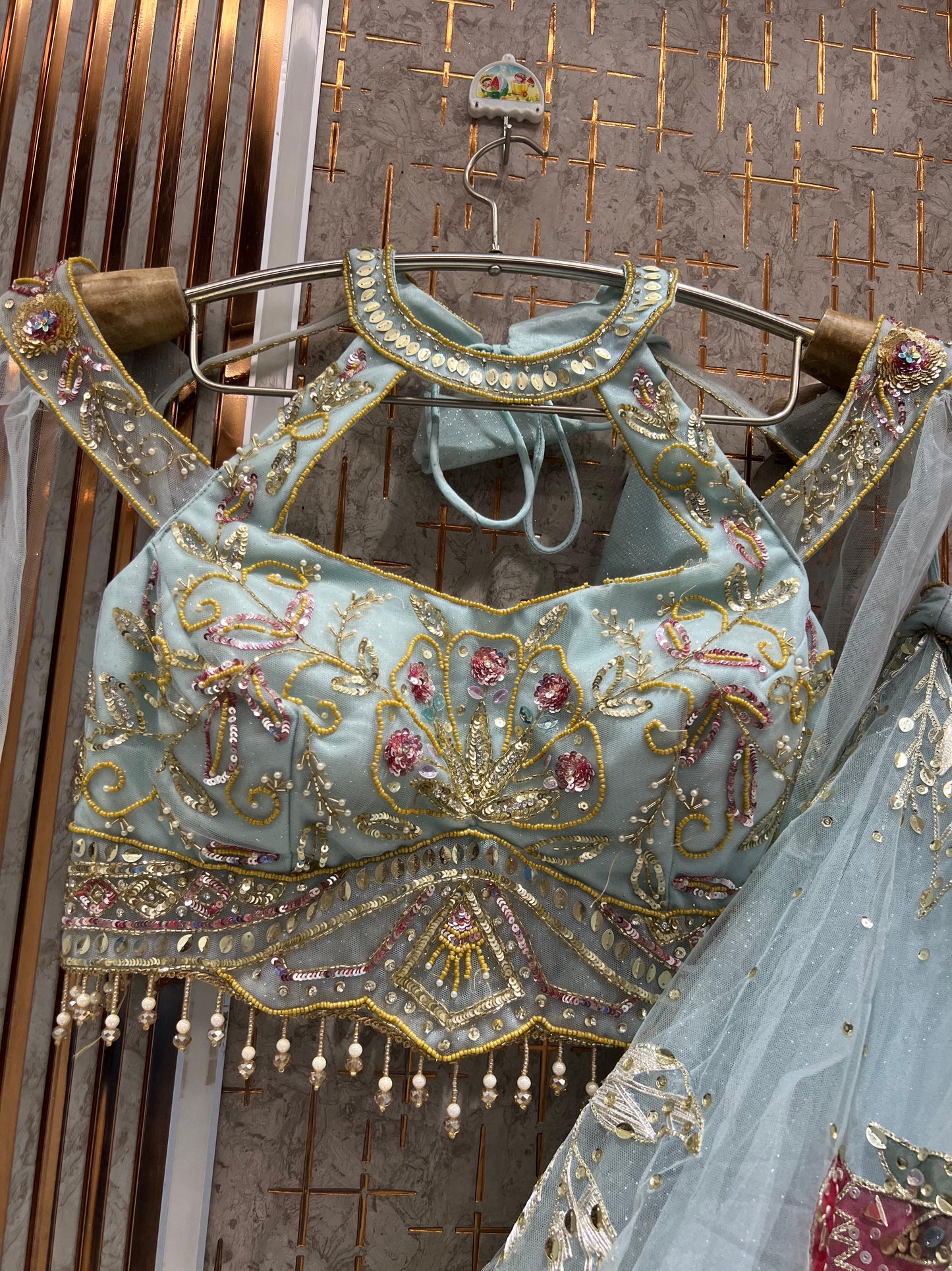 Sky Blue Pdp Crop Top Lehenga