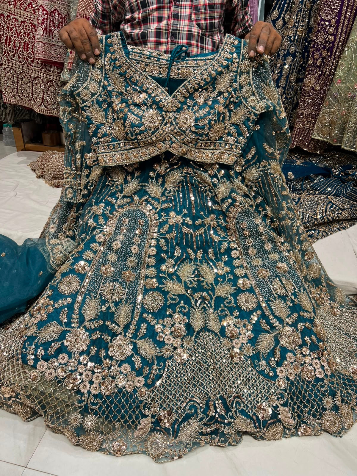 Blue Designer Crop Top Lehenga