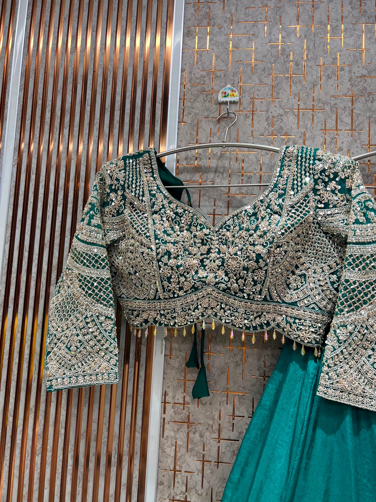 Rust Orange Designer Crop Top Lehenga