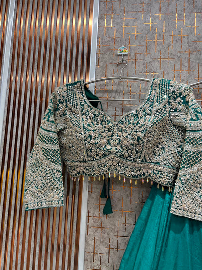 Rust Orange Designer Crop Top Lehenga