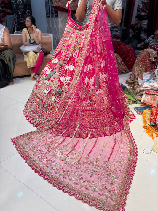 Rani Pink Peacock Bridal Lehenga