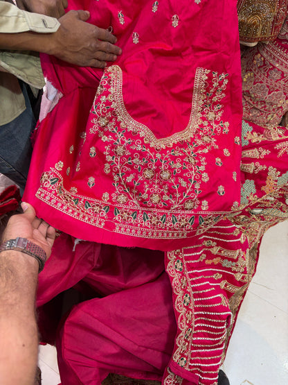 Rani Pink peacock bridal Lehenga