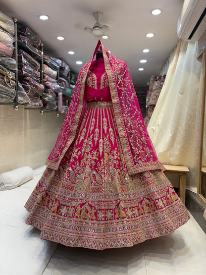 Astonishing Rani pink bridal Lehenga