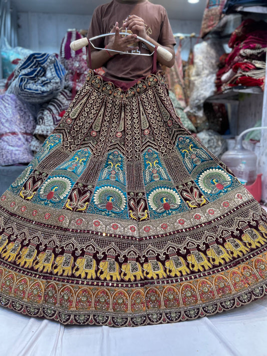 Beautiful peacock maroon bridal lehenga - Shopping World