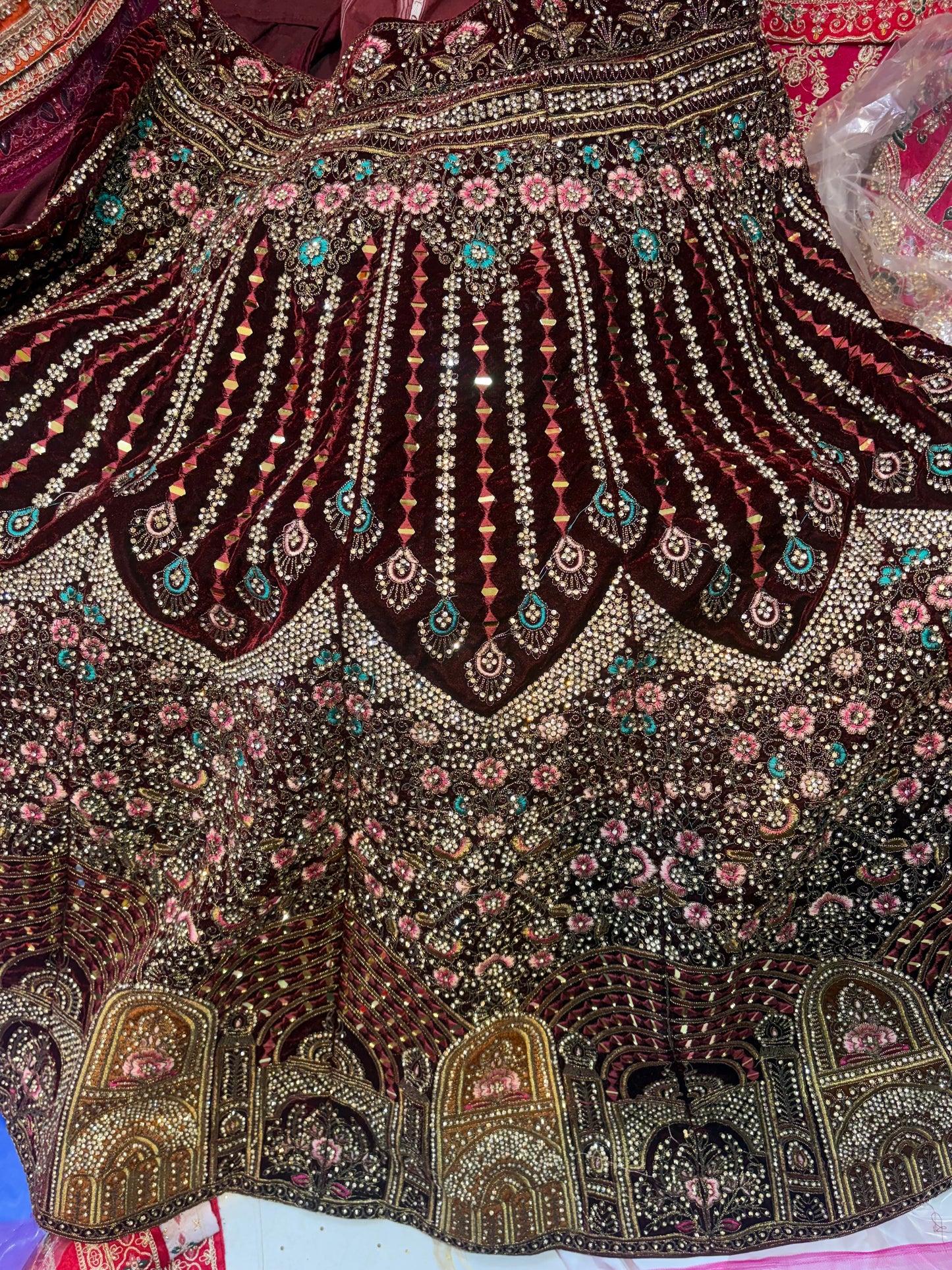 Khoobsurat Red Jhumka bridal Lehenga