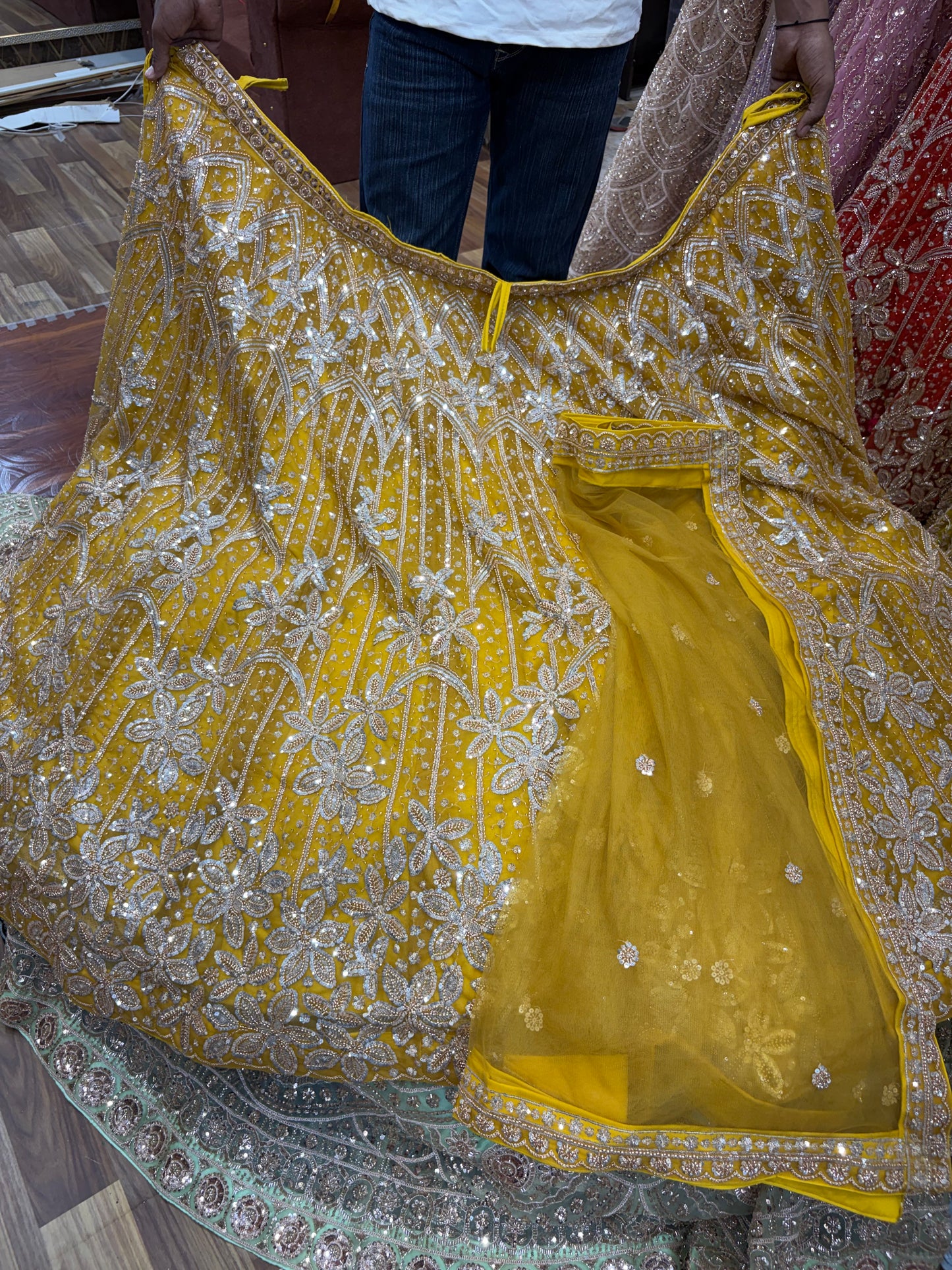 Yellow Haldi Mehendi Crop Top Lehenga (Copy)