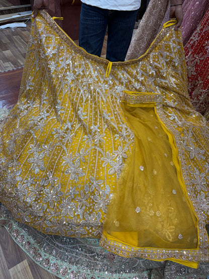 Yellow Haldi Mehendi Crop Top Lehenga (Copy)