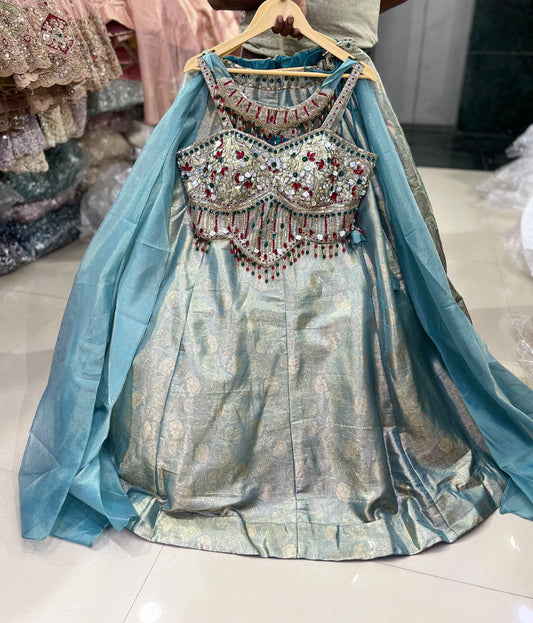 Blue crop top Lehenga