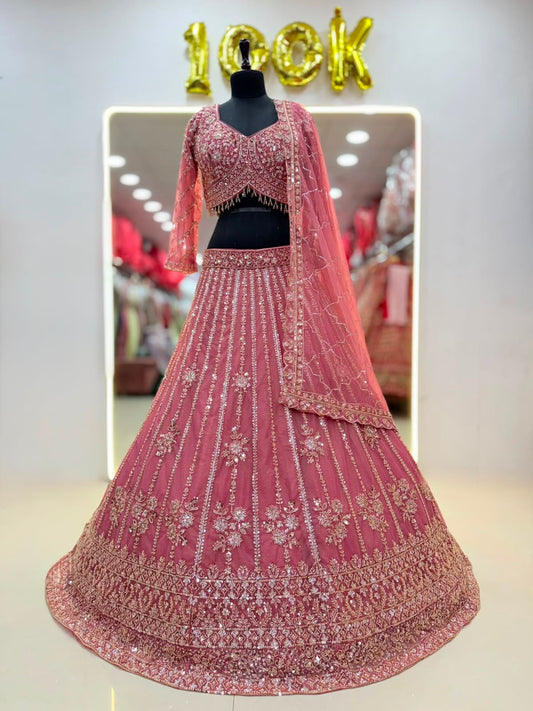 Pink Crop Top Lehenga