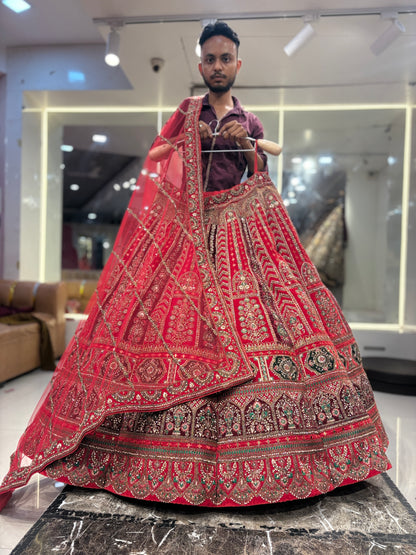 Pleasing red ball bridal Lehenga