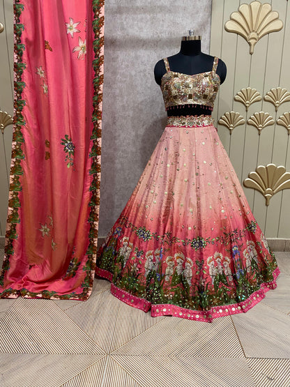 Pink crop top lehenga