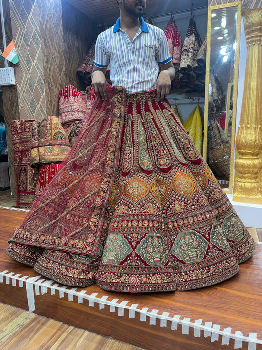 Lavishing Maroon Ball Bridal Lehenga