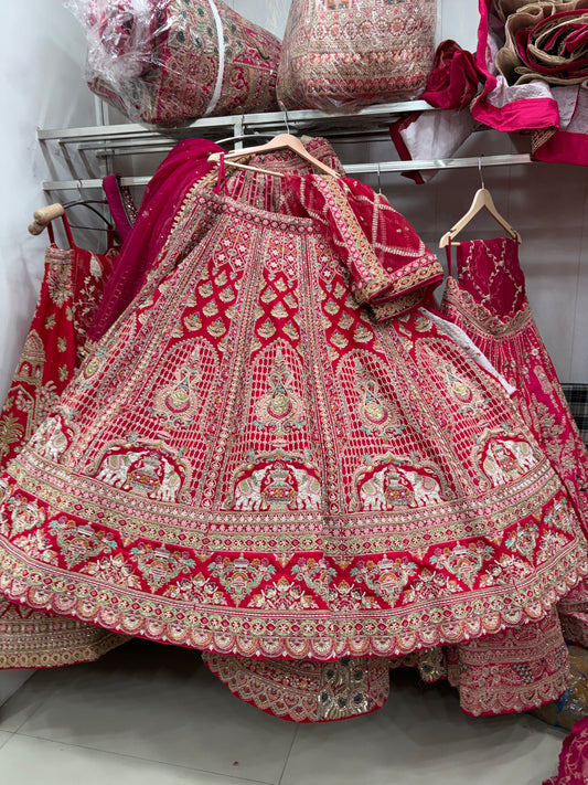 Rani pink Gajraj Bridal Lehenga