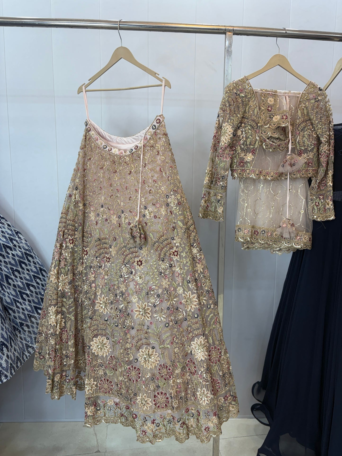 Glamorous peach Crop top Lehenga