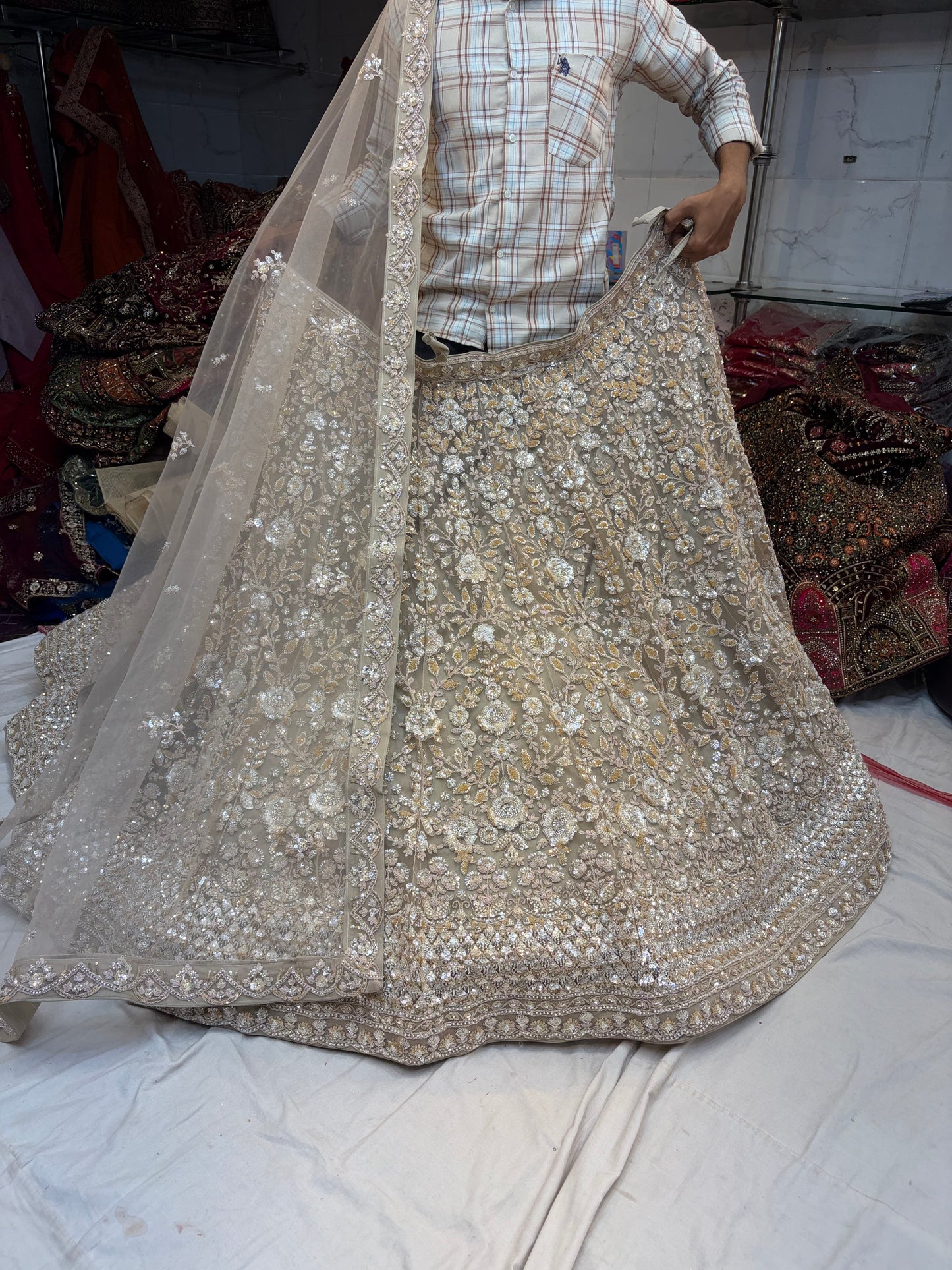Beige Golden designer Lehenga