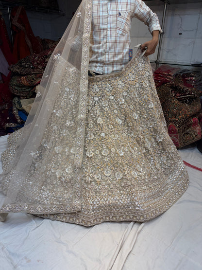 Beige Golden designer Lehenga