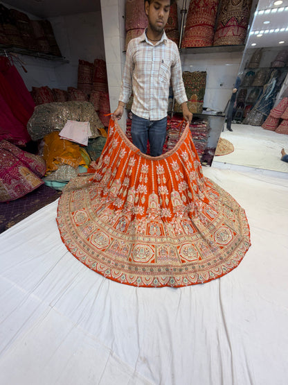 Rust Orange Designer Lehenga