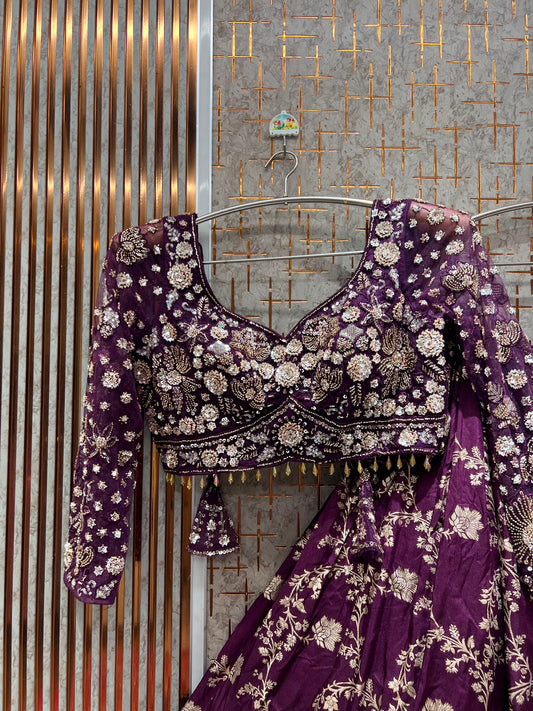 Purple Crop Top Lehenga