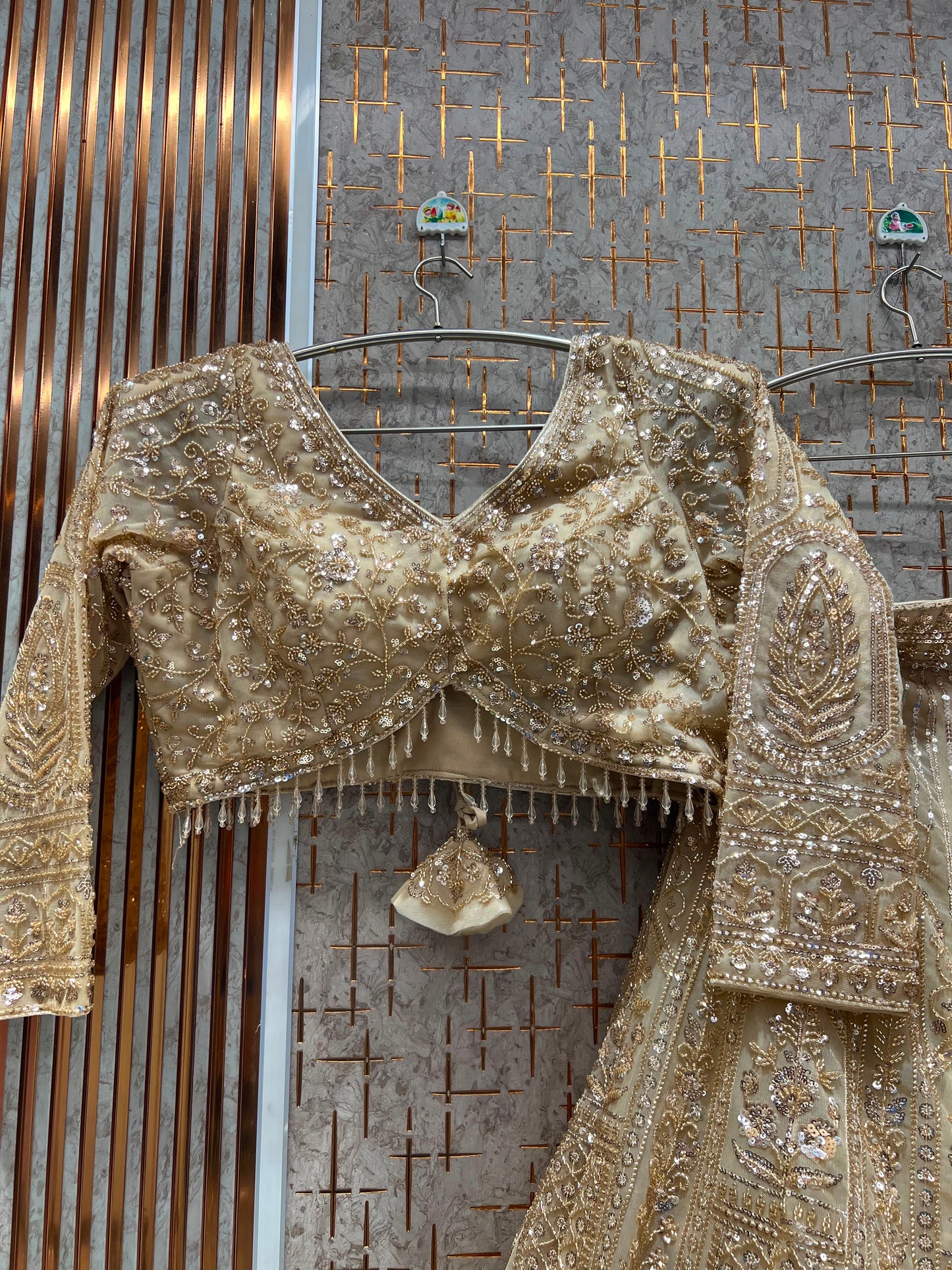 Golden On Golden Monotone Crop Top Lehenga