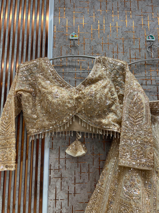 Golden On Golden Monotone Crop Top Lehenga
