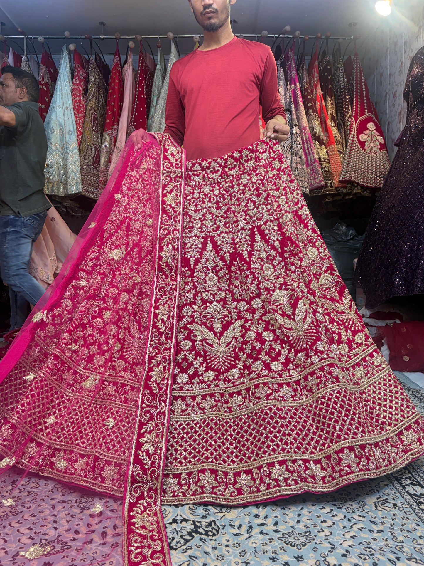 Astonishing red handwork zardozi dabka Lehenga