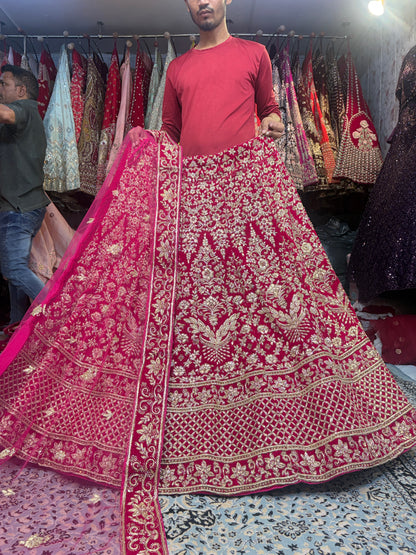 Astonishing red handwork zardozi dabka Lehenga
