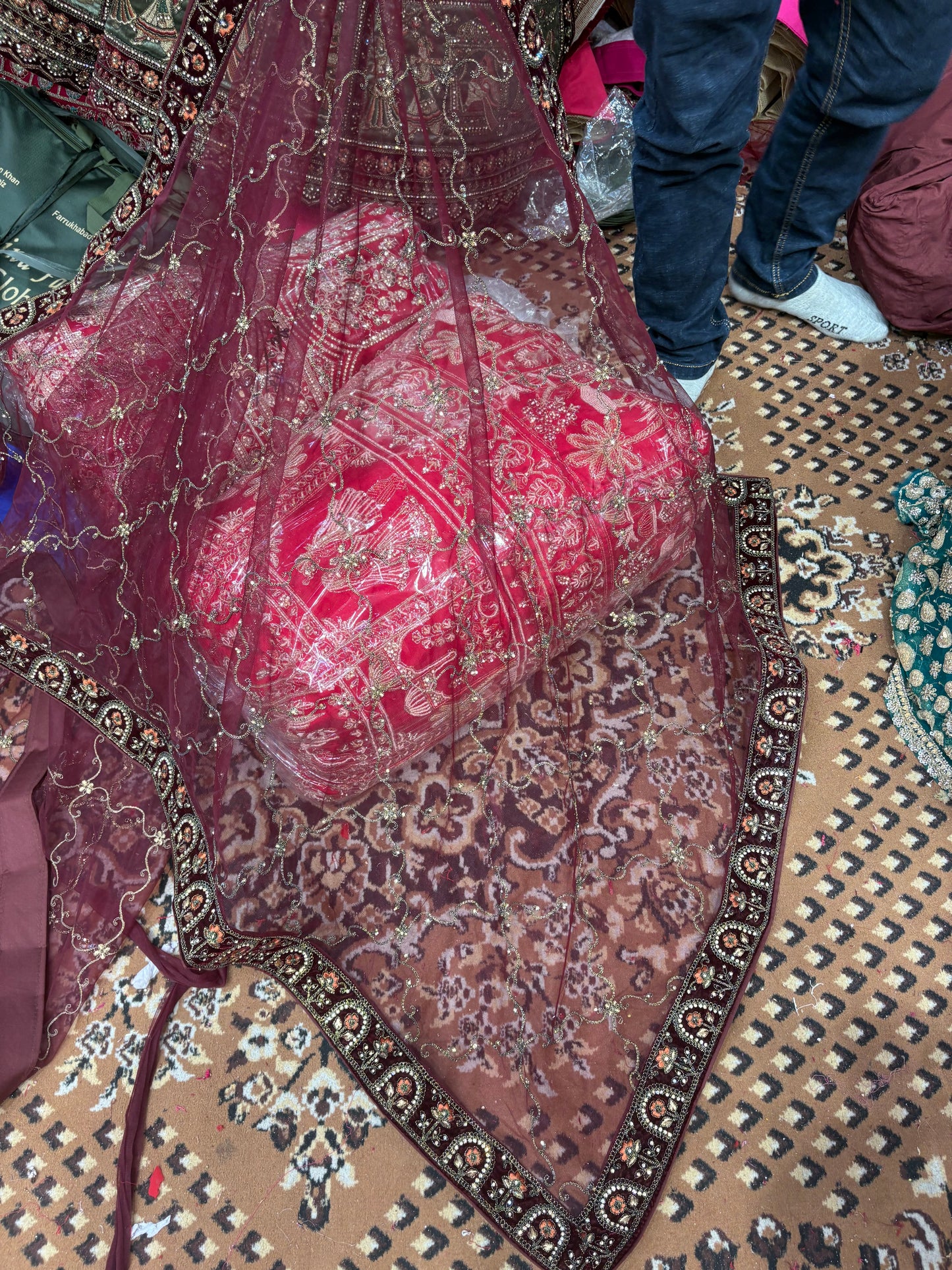 Beautiful Maroon Doli Barat Ball bridal Lehenga