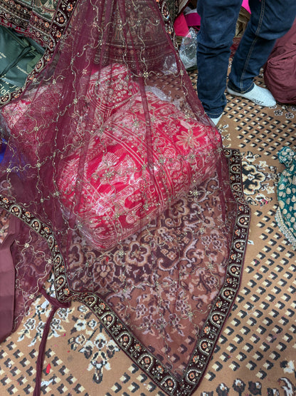 Beautiful Maroon Doli Barat Ball bridal Lehenga