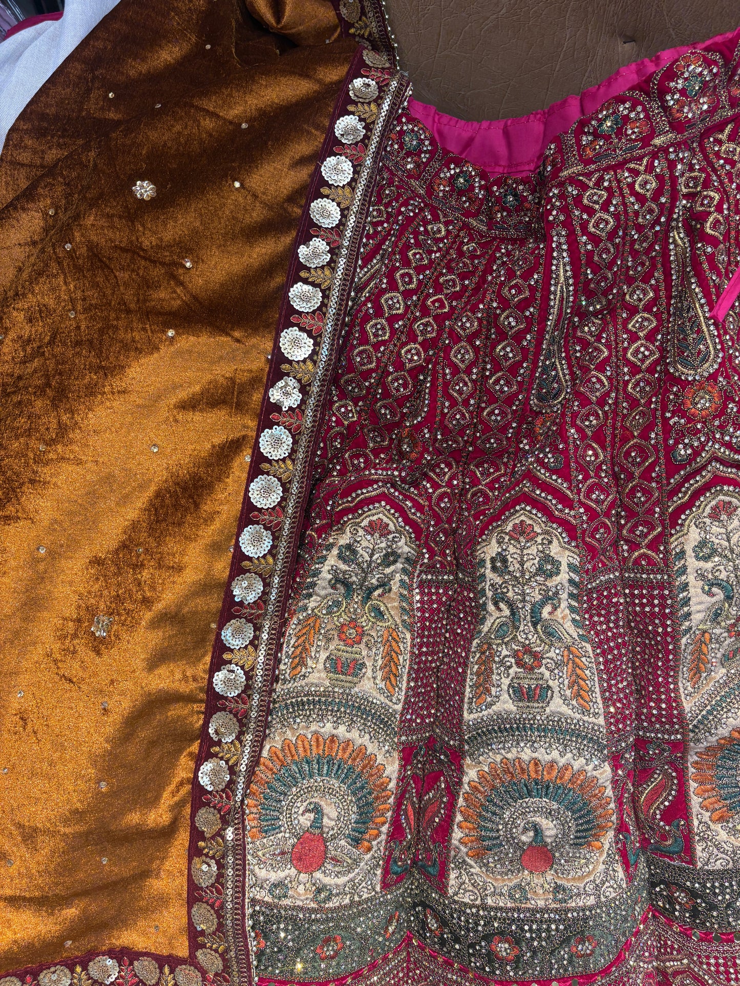 Designer pink peacock Ball bridal Lehenga