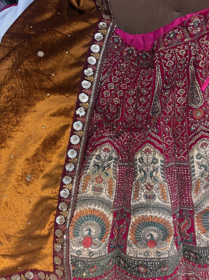 Designer pink peacock Ball bridal Lehenga