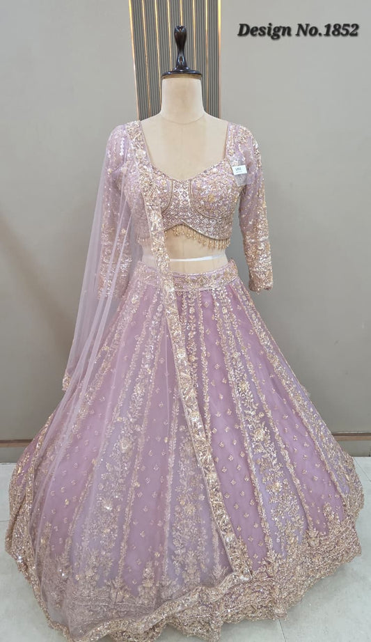 Lavender 24 kali Double Shade Crop Top Lehenga