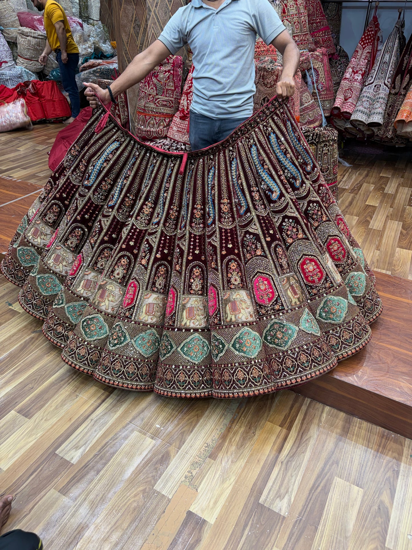 Maroon Peacock Ball Bridal Lehenga