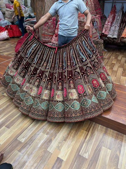 Maroon Peacock Ball Bridal Lehenga