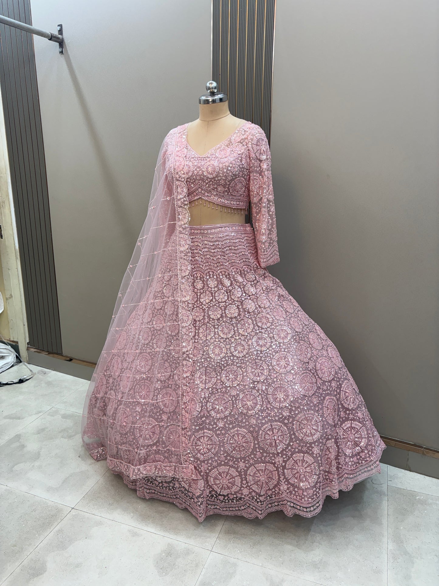 Gorgeous Cherry red on red Monotone Crop top Lehenga