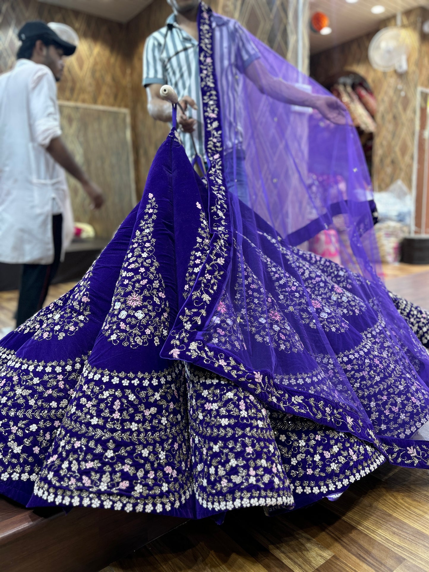 Fantastic handmade purple ball bridal lehenga