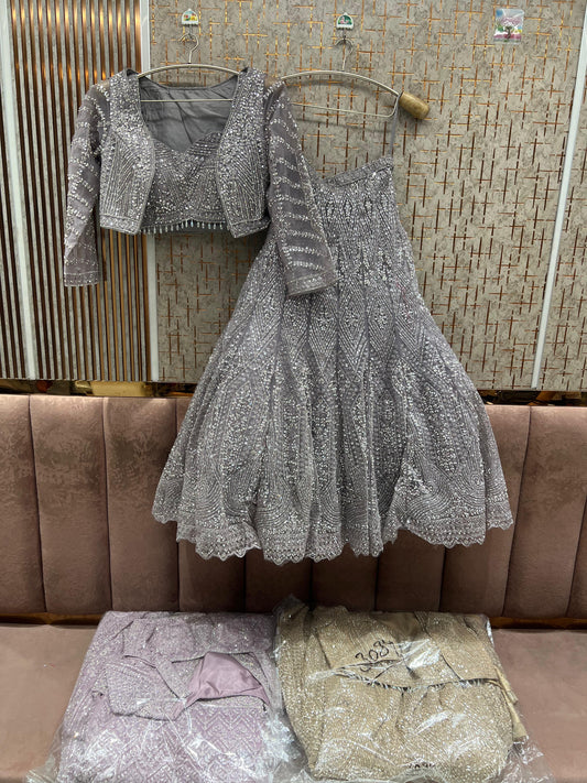 Chiku golden Lavender pink Crop Top Lehenga