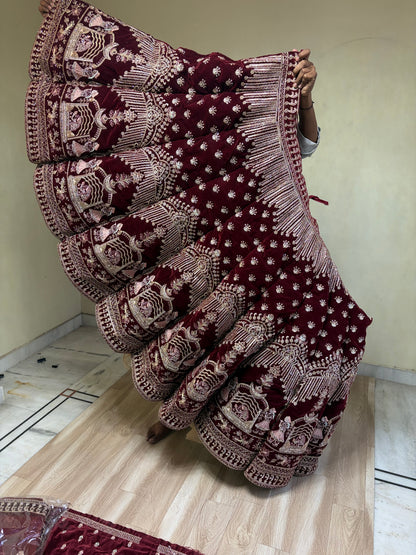 Maroon Doli Barat Ball bridal Lehenga