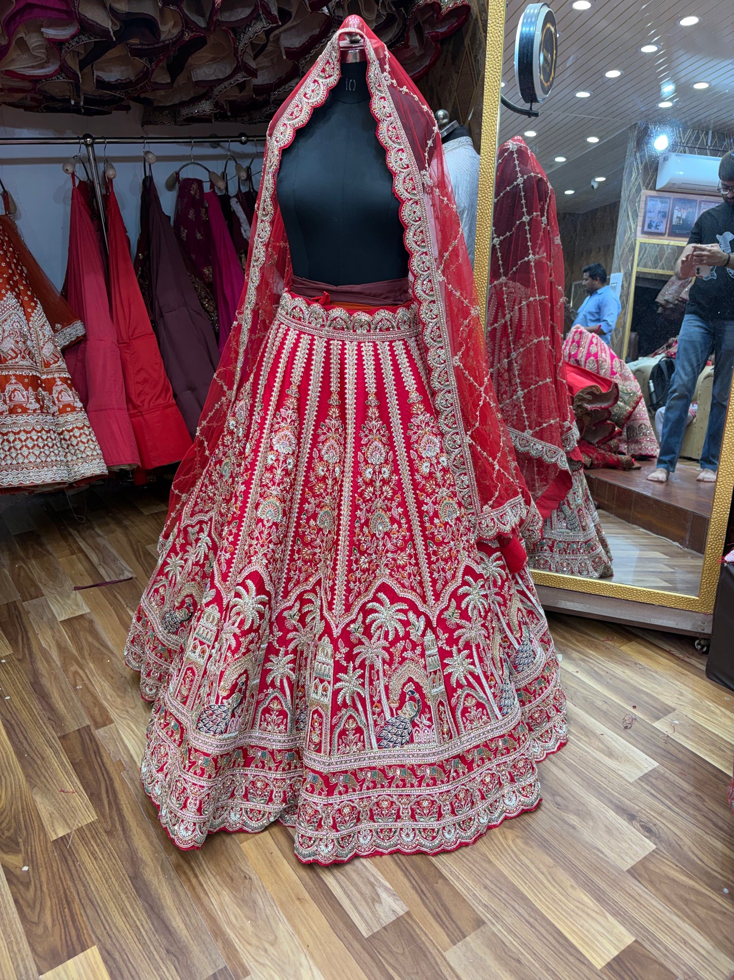 Rani pink peacock handwork Bridal Lehenga