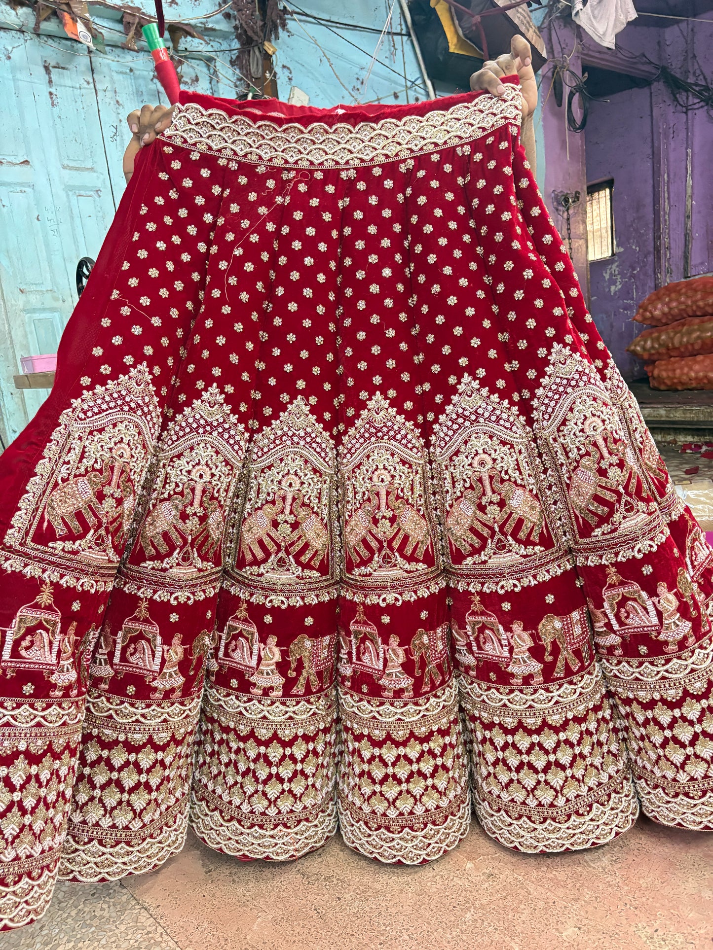 Gorgeous red Doli barat Ball bridal Lehenga