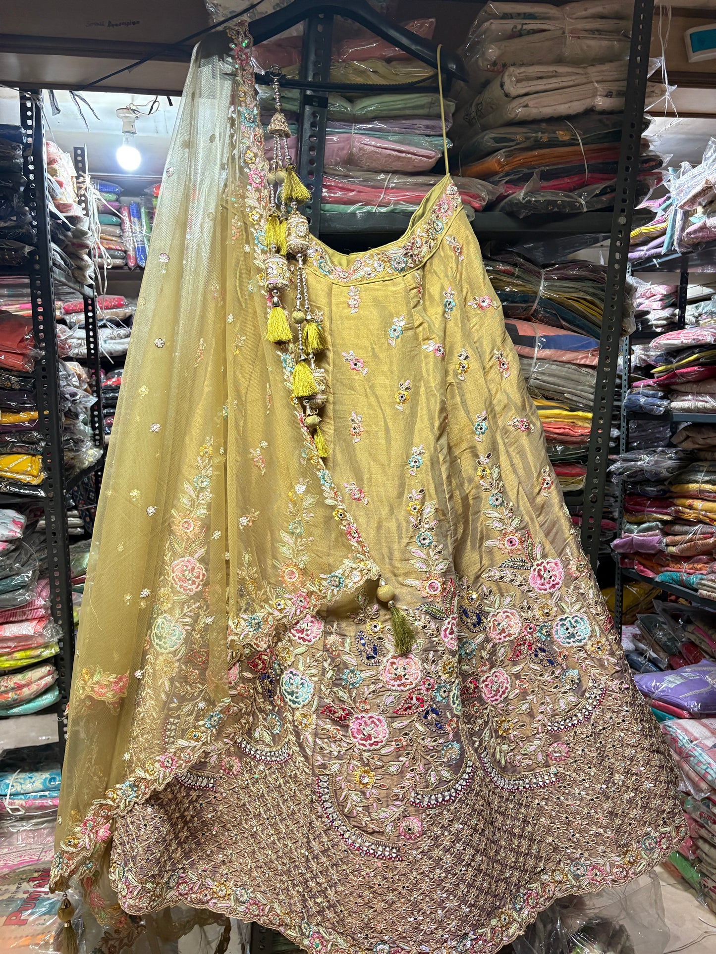 Eye catching yellow haldi mehendi Lehenga