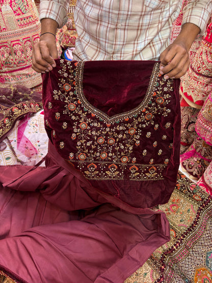 Dark Maroon bridal Lehenga